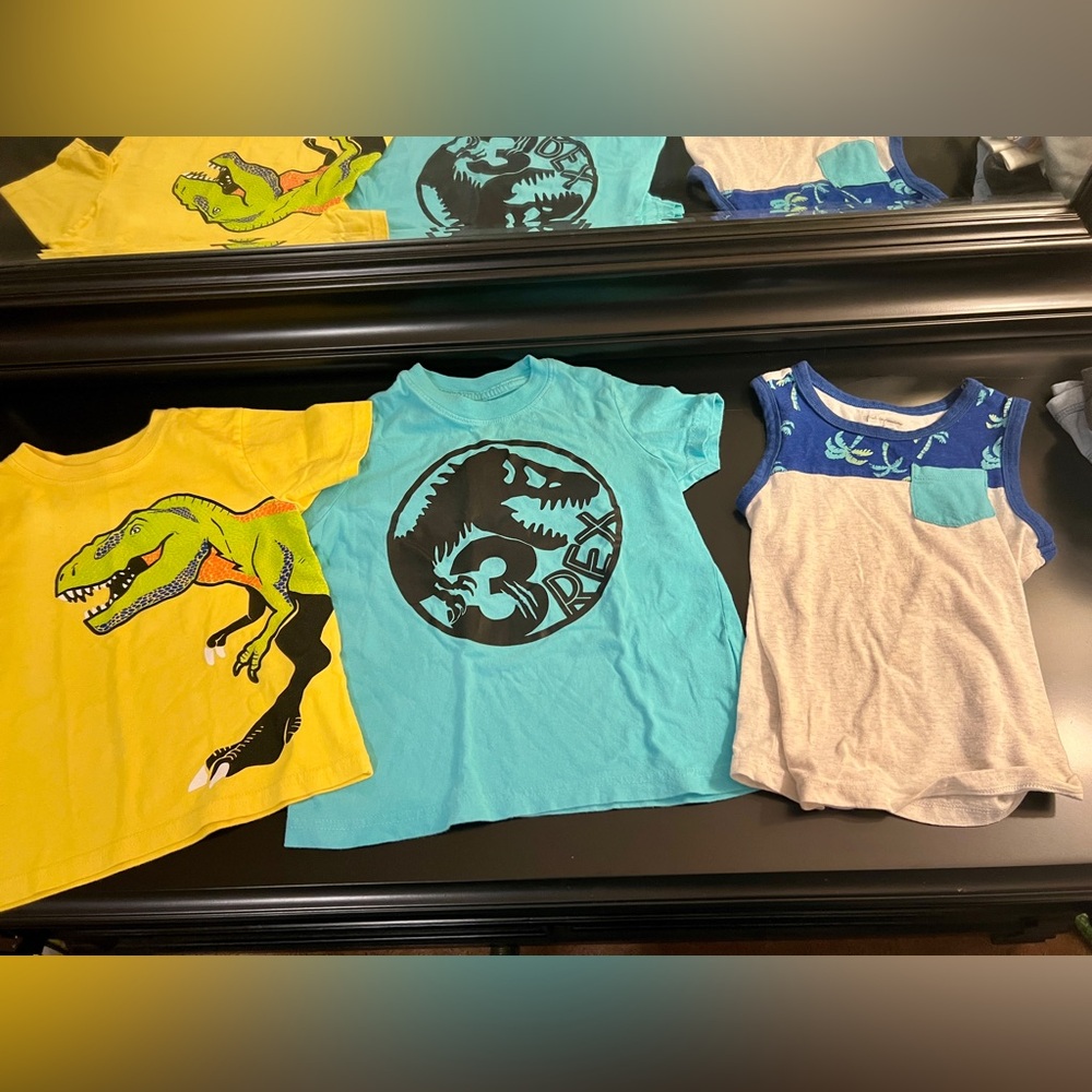 First Impressions, Garanimals, Dinosaur Graphic Tees - Yellow, Blue, Gray